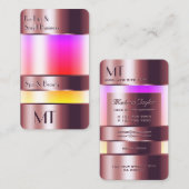 Carte De Visite Verre or rose Can Rainbow Fluids avec Monogramme (Devant / Derrière)