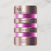 Carte De Visite Verre or rose Look Fluides rose Faux Initiales 3D (Dos)