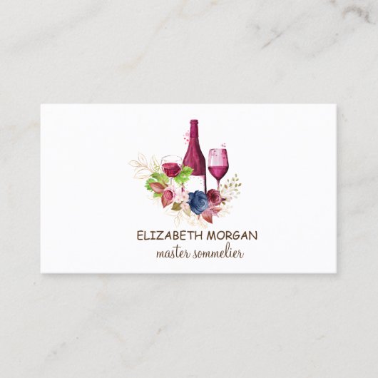 Carte De Visite Verre professionnel, Bouteille, Fleurs Bourgogne (Devant)