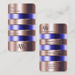 Carte De Visite Verre rose en or optique fluides bleus Faux lettre