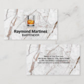 Carte De Visite Verre Whisky | Blanc marbre (Devant / Derrière)