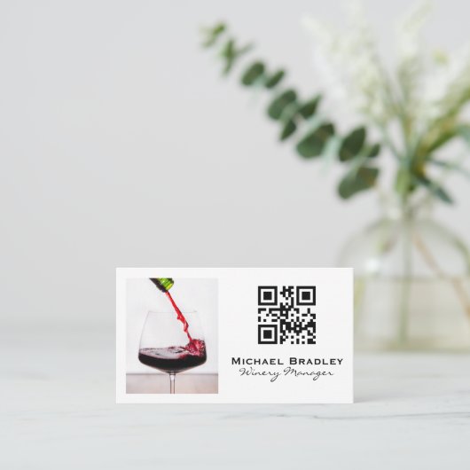 Carte De Visite Verres de vin rouge | code qr (Debout devant)