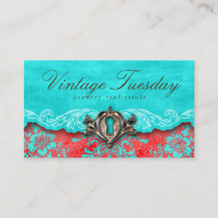 Carte De Visite Verrouillage antique de l'agent immobilier vintage