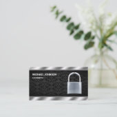 Carte De Visite Verrouillage de cadenas d'argent moderne (Debout devant)