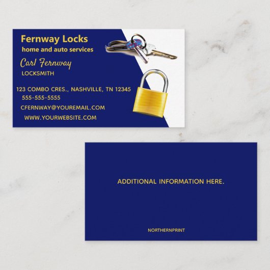 Carte de visite Verrouillage modifiable (Devant / Derrière)