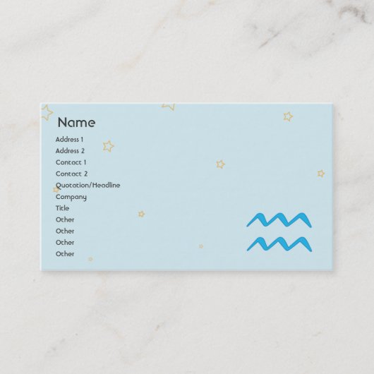 Carte De Visite Verseau - affaires (Devant)