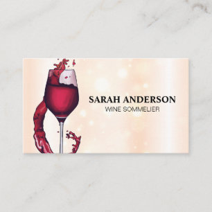 Carte De Visite Verser Du Vin Rouge   Arrière - plan Bokeh