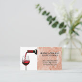 Carte De Visite Verser du vin rouge en verre | Marbre rose orange (Debout devant)