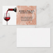 Carte De Visite Verser du vin rouge en verre | Marbre rose orange (Devant / Derrière)