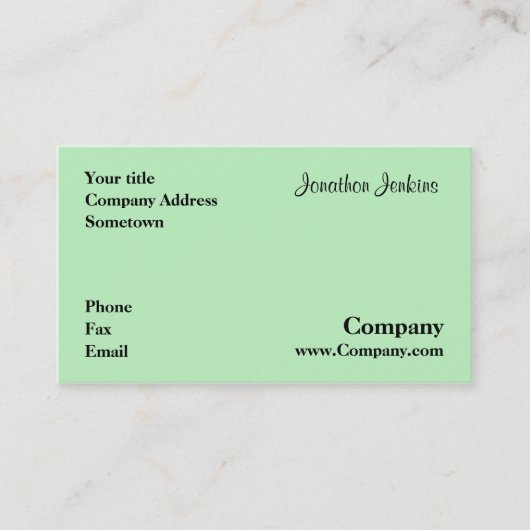 Carte De Visite Vert (Devant)