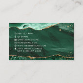 Carte De Visite Vert Agate Gold Parties scintillant Script Monogra (Dos)