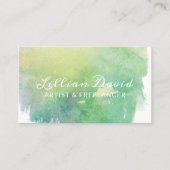 Carte De Visite Vert & Aqua Aquarelle Laver Artistique (Devant)