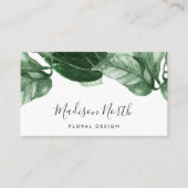 Carte De Visite Vert aquarelle Botanique Feuille calligraphie (Devant)