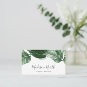 Carte De Visite Vert aquarelle Botanique Feuille calligraphie (Debout devant)