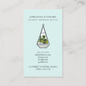 Carte De Visite Vert aquarelle cactus terrarium fleuriste bleu (Dos)