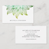 Carte De Visite Vert aquarelle dégradé Floral Mandala (Devant / Derrière)