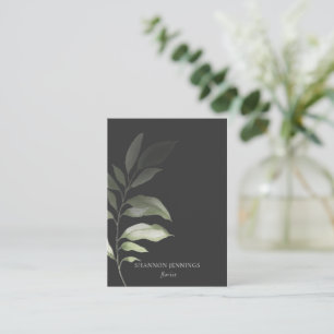 Carte De Visite Vert aquarelle moderne Gris minimal