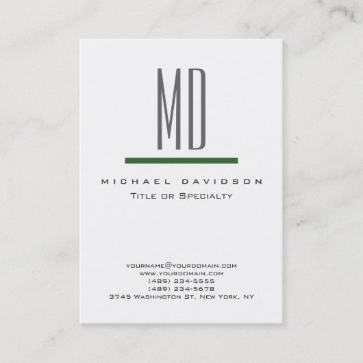 Carte de visite vert blanc gris tendance (Devant)
