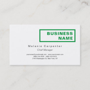 Carte De Visite Vert blanc minimaliste moderne bureau
