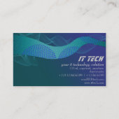Carte De Visite Vert bleu Abstrait Techno Wave (Devant)