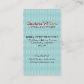 Carte De Visite Vert bleu de boulangerie de tarte (Dos)