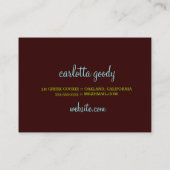 Carte De Visite Vert bleu de Cutie de 311 petits gâteaux (Dos)