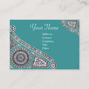 Carte De Visite Vert bleu du monogramme 2 de la RENAISSANCE