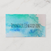 Carte De Visite Vert bleu moderne turquoise aquarelle professionne (Devant)