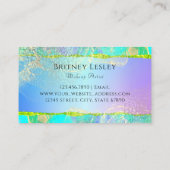 Carte De Visite Vert Bleu Pastel Iridescent Liquide Doré (Dos)