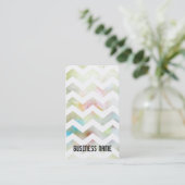 Carte de visite vert-bleu rose grunge de Chevron (Debout devant)