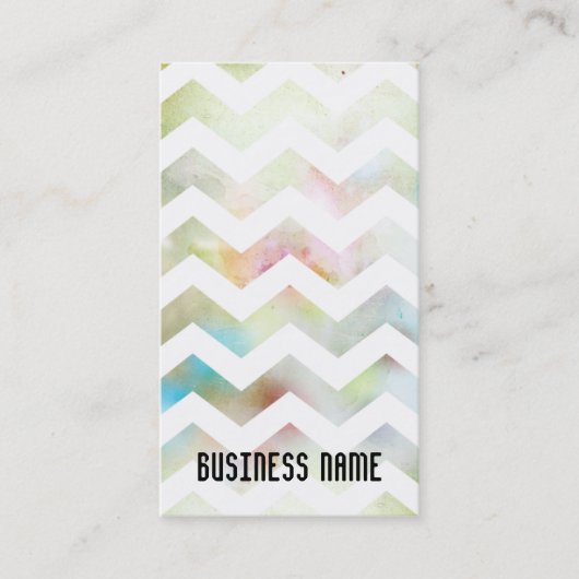 Carte de visite vert-bleu rose grunge de Chevron (Devant)