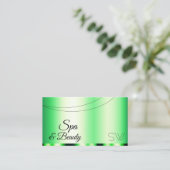 Carte De Visite Vert brillant avec Monogramme élégant (Debout devant)