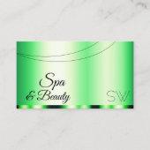 Carte De Visite Vert brillant avec Monogramme élégant (Devant)