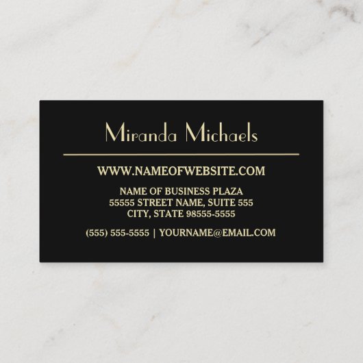 Carte De Visite Vert Brossé Élégant Avec Monogramme Or Simple (Dos)