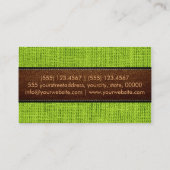 Carte De Visite Vert Burlap Linge Rustique Jute Look Cuir (Dos)
