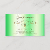 Carte De Visite Vert chatoyant avec Gold Ornate Corners Initiales (Dos)