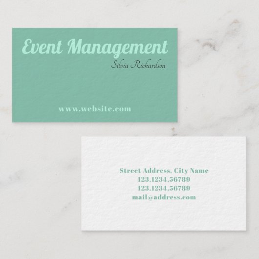 Carte De Visite Vert chic de turquoise (Devant / Derrière)