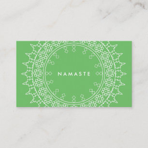 Carte De Visite Vert chic de yoga de Namaste de mandala de Boho