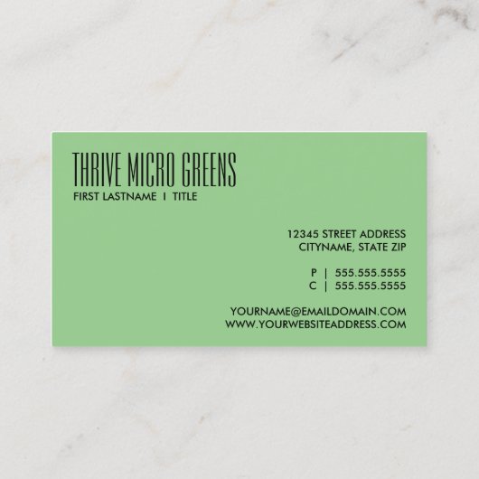 carte de visite vert citron (Dos)