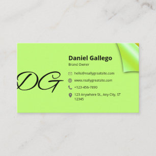 Carte de visite vert citron moderne 2026
