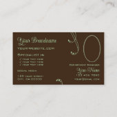 Carte De Visite Vert clair Brown chic Ornate avec logo et photo (Dos)