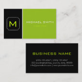 Carte De Visite Vert clair et noir élégant professionnel moderne (Devant / Derrière)