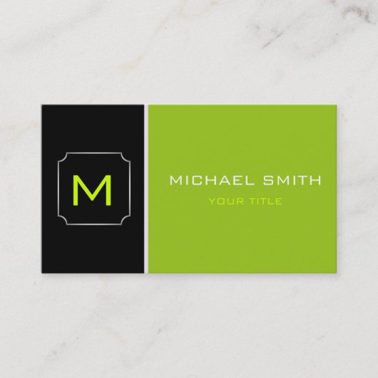 Carte De Visite Vert clair et noir élégant professionnel moderne (Devant)