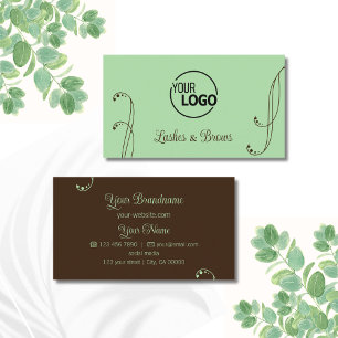 Carte De Visite Vert clair et ornement Brown avec logo Ornate