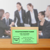 Carte de visite vert clair style centré