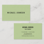 Carte De Visite Vert classique Faux Linen (Devant / Derrière)