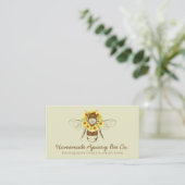 Carte De Visite Vert Classique Tournesol Floral Apiary Miel Bee (Debout devant)