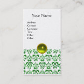 Carte De Visite VERT DAMASK JAUNE GEM MONOGRAM Pearle blanche (Devant)