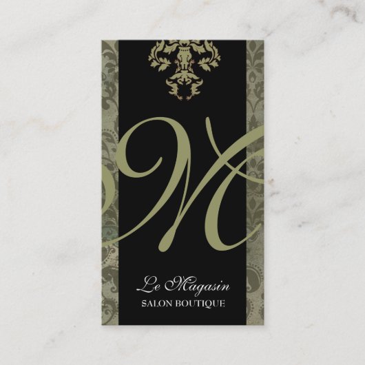 Carte De Visite vert d'argent du monogramme 311-Marley (Devant)