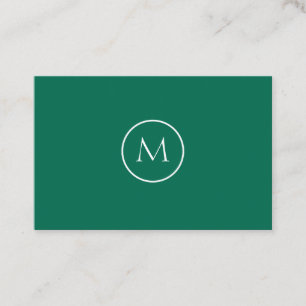 Carte De Visite Vert de bouteille élégant décoré d'un monogram